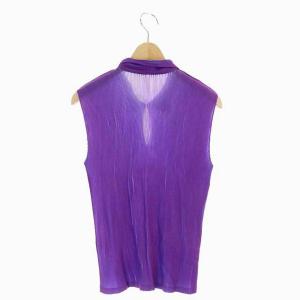 PLEATS PLEASE ISSEY MIYAKE イッセイミヤケ ノースリーブプリーツカットソーシャツ 3 パープル