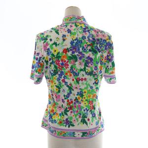 LEONARD FASHION Tシャツ スタンドカラー 半袖 花柄 コットン M マルチカラー