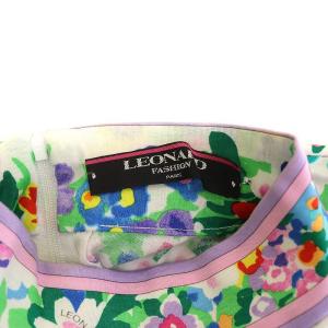 LEONARD FASHION Tシャツ スタンドカラー 半袖 花柄 コットン M マルチカラー