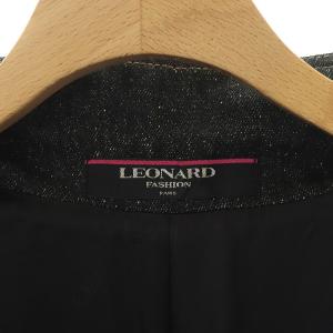 LEONARD テーラードジャケット デニム 銀ボタン 絹 シルク 9 M カーキ EC