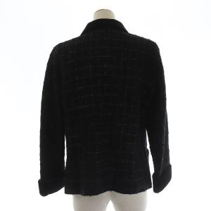 LEONARD FASHION ジャケット チェック ラメ ベロア ウール シルク 13 ブラック