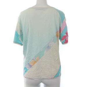 LEONARD ヴィンテージ 花柄 プリント カットソー 半袖 L相当 ライトブルー オレンジ ベージュ