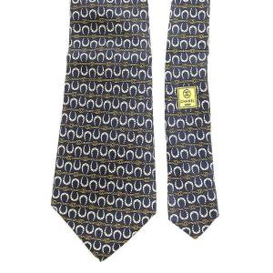 CHANEL ネクタイ ワイドタイ ココマーク 馬蹄 チェーン シルク ブラック ホワイト イエロー