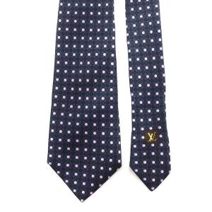 LOUIS VUITTON ドット柄シルクネクタイ ネイビー