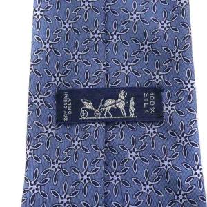 HERMES ネクタイ ワイドタイ 総柄 シルク ブルー