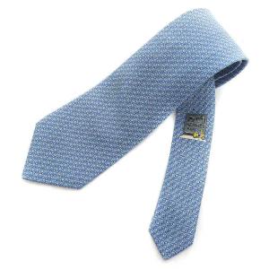 ネクタイ レギュラータイ 総柄 シルク ブルー ライトブルー 