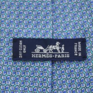 HERMES ネクタイ レギュラータイ 総柄 シルク ブルー ライトブルー 