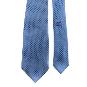 HERMES ネクタイ ドット柄 シルク ブルー ネイビー
