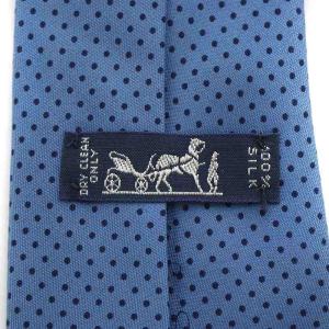 HERMES ネクタイ ドット柄 シルク ブルー ネイビー