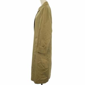 Aquascutum ステンカラーコート コットン 裏地チェック M-L カーキ