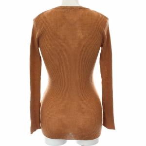 MARGARET HOWELL 17AW リブニット セーター 薄手 ウール 長袖 F ブラウン