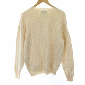 FENDI ニット セーター ズッカ柄 クルーネック 長袖 48 ホワイト