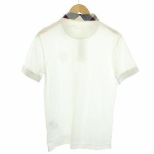 BLACK LABEL CRESTBRIDGE ポロシャツ 半袖 刺繍 チェック 切替 M ホワイト