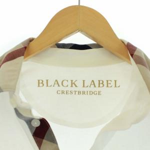 BLACK LABEL CRESTBRIDGE ポロシャツ 半袖 刺繍 チェック 切替 M ホワイト