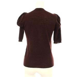 PRADA ニット 半袖 シルク混 パフスリーブ 40 M ブラウン