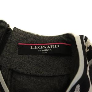 LEONARD FASHION UネックレオパードTシャツ グレー