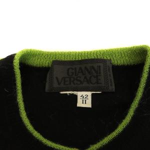 GIANNI VERSACE バイカラーニットカーディガン ブラック