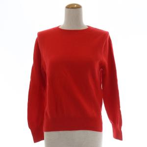 ニット クルーネック ウール 38 レッド