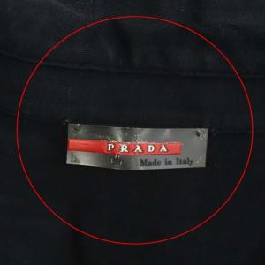 PRADA SPORT カットソー 半袖 ハーフジップ コットン S ブラック