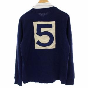 POLO RALPH LAUREN 長袖刺繍ポロシャツ M 紺 ネイビー 白