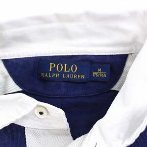 POLO RALPH LAUREN 長袖刺繍ポロシャツ M 紺 ネイビー 白