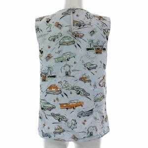 PRADA 総柄ノースリーブカットソーシャツ ライトブルー