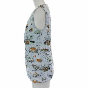 PRADA 総柄ノースリーブカットソーシャツ ライトブルー