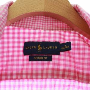 RALPH LAUREN CUSTOM FIT シャツ 長袖 ギンガムチェック 0 XS ピンク ホワイト