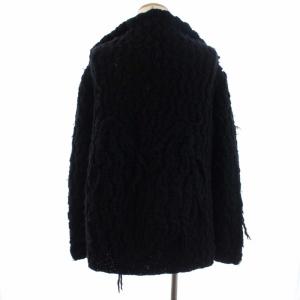 EMPORIO ARMANI ショールカラーカーディガン ケーブルニット ロング 長袖 イタリア製 ウール 48 ブラック