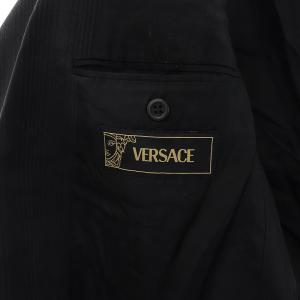 VERSACE メデューサ スーツ セットアップ ビジネス ジャケット スラックス ストライプ 44 ブラック