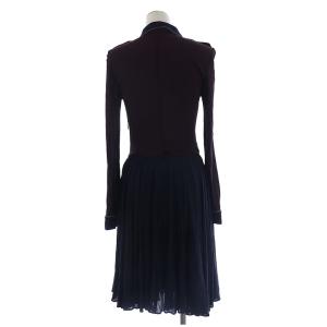 PRADA 14年製 シャツワンピース ロング バイカラー 40 ボルドー ネイビー