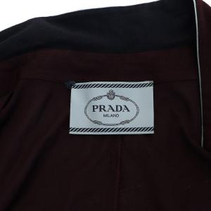 PRADA 14年製 シャツワンピース ロング バイカラー 40 ボルドー ネイビー