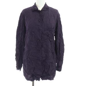 シワ加工長袖シャツ L パープル