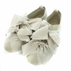 リュバンニットスニーカー シューズ リボン L グレー