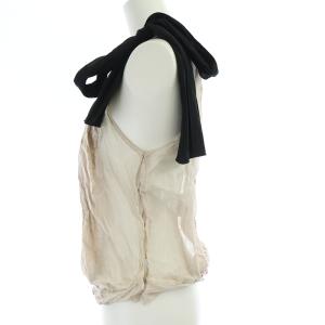 PRADA ノースリーブ カットソー リボン アシンメトリー 40 M ベージュ