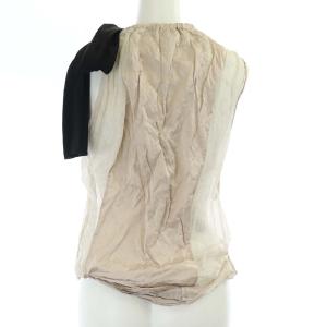 PRADA ノースリーブ カットソー リボン アシンメトリー 40 M ベージュ