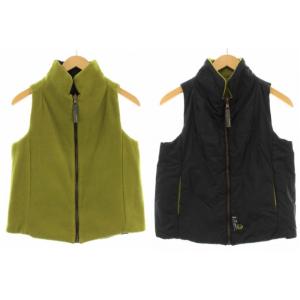DIESEL リバーシブル ベスト 中綿 ボア ナイロン スタンドカラー S グリーン ブラック