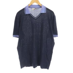 コットンVネックポロシャツ ネイビー