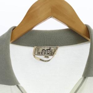 HERMES コットンVネックポロシャツ ホワイト