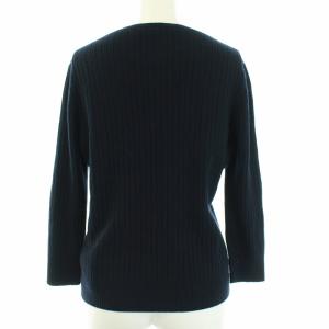 PRADA ニット セーター カシミヤ リブ 七分袖 44 L ネイビー