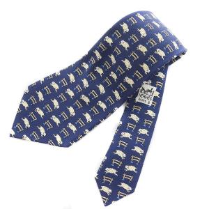 ひつじ柄シルクネクタイ ネイビー
