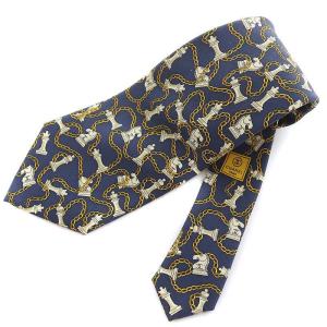 ネクタイ ワイドタイ ココマーク チェス チェーン 総柄 シルク ネイビー アイボリー イエロー