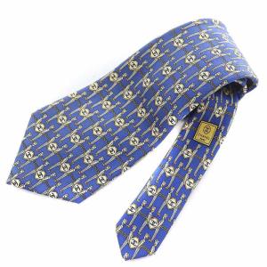 ココマーク ネクタイ ワイド チェーン柄 シルク ブルー
