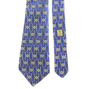 CHANEL ココマーク ネクタイ ワイド チェーン柄 シルク ブルー