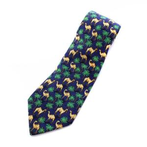 総柄 ネクタイ アニマル ラクダ フランス製 シルク ネイビー ベージュ