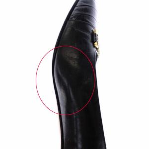 Salvatore Ferragamo ガンチーニ パンプス 部分クロコ型押し レザー 5.5 ブラック