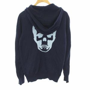 lucien pellat finet ニット パーカー ジップアップ スカル 長袖 M ネイビー