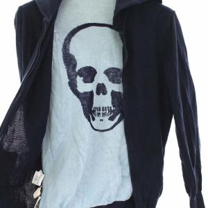 lucien pellat finet ニット パーカー ジップアップ スカル 長袖 M ネイビー