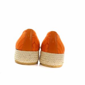 Salvatore Ferragamo エスパドリーユ シューズ 花柄 キャンバス 5.5 オレンジ