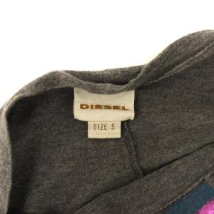 DIESEL カットソー 長袖 ロンT ペイント加工 S グレー